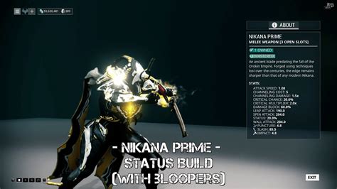 Warframe Nikana Prime Build Guide 2021