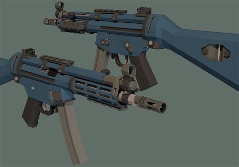 Low Poly MP5 Submachine Gun | CGTrader