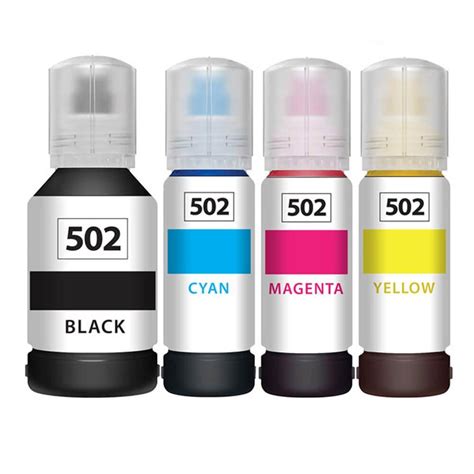 Epson 502 Ink Bottles for EcoTank T502 (4 Multi-Pack) - InkjetsClub