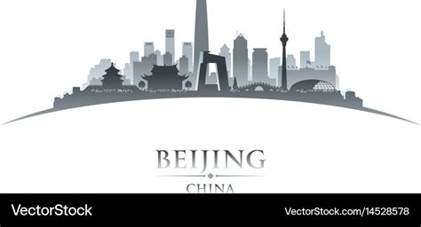 Beijing china city skyline silhouette white Vector Image