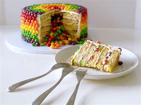 Skittles Piñata Rainbow Layer Cake