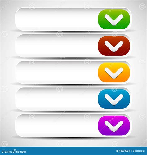 Rounded Drop Down Button Templates Stock Vector - Illustration of blue ...