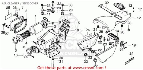 Honda Xl250 Motosport 250 1976 Usa Air Cleaner / Side Cover - schematic partsfiche