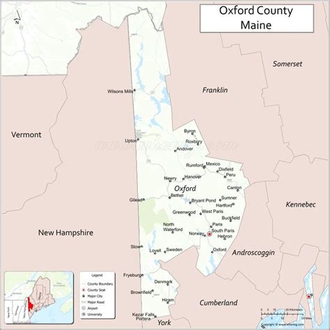 Map of Oxford County, Maine showing cities, highways & important places. Check Where is Oxford ...