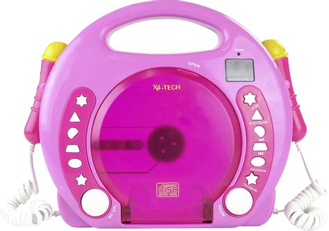 X4 Tech Bobby Joey Kids CD player CD, SD, USB Incl. microphone Pink ...