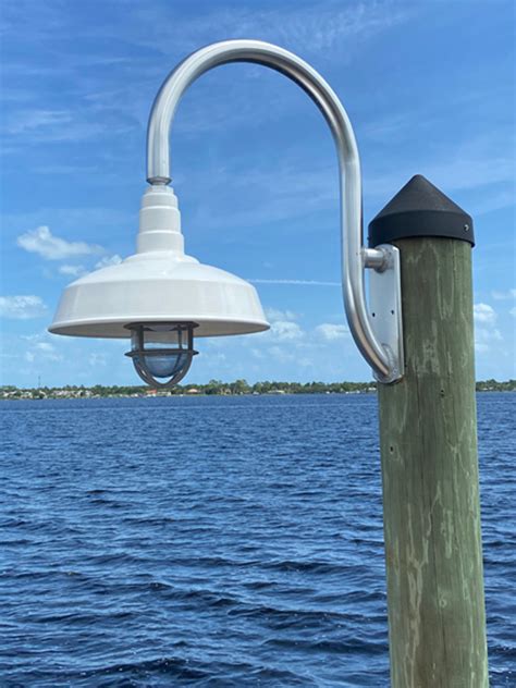 Wall Mount Gooseneck Aluminum Dock Light-Dome Shade w/Large pad ...