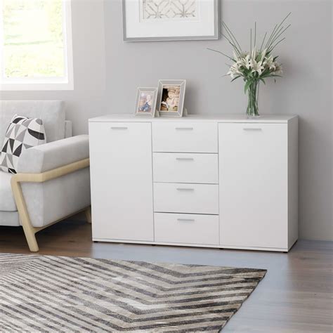 vidaXL Sideboard White 47.2"x14"x29.5" Chipboard | White sideboard, Storage spaces, Living ...