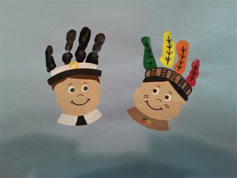 Handprint pilgrim and Indian boys | Thanksgiving crafts preschool, Pilgrim crafts, Pilgrims and ...