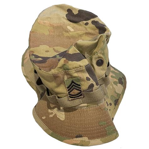 Army OCP Boonie Hat with Custom Name Tape and Rank Sewn On - USGI