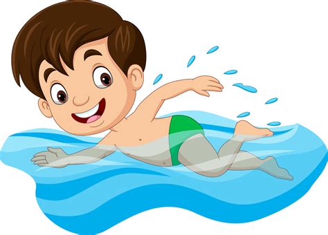 Cartoon little boy swimmer in the swimming pool 7098371 Vector Art at ...