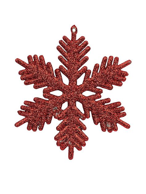 Red Snowflake Ornaments With Glitter - 6 X 10cm | Product Archive | Buy online from The ...