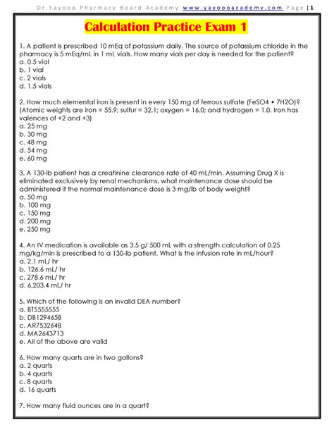 Dosage Calculations Practice Part 1