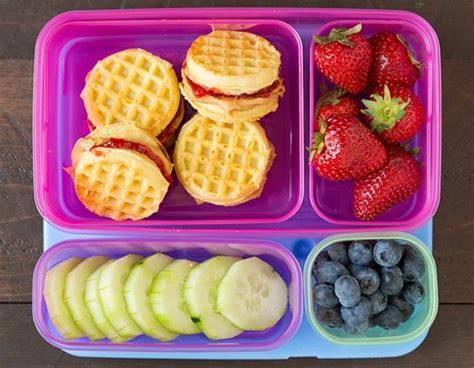 PB&J Waffle Sandwiches | Healthy school lunches, Preschool lunch, Kids ...