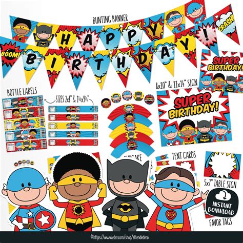 PRINTABLE Superhero Birthday Decorations Package. Printable - Etsy