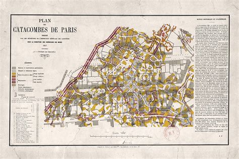 Paris Catacombs Antique Map From 1857 Print Poster - Etsy