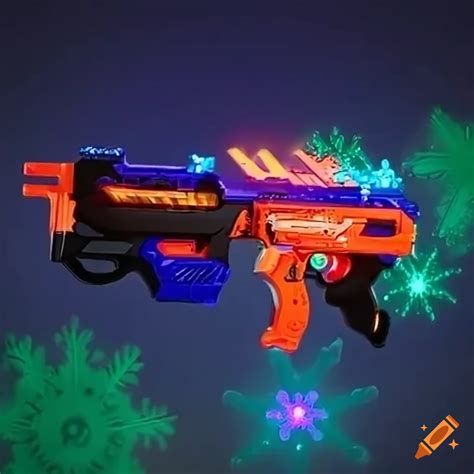 Nerf gun shooting at a glowing snowflake