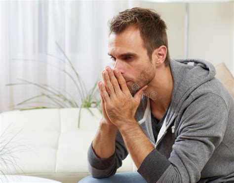 Anxious man. stock image. Image of hpme, frightened, lifestyle - 81354223