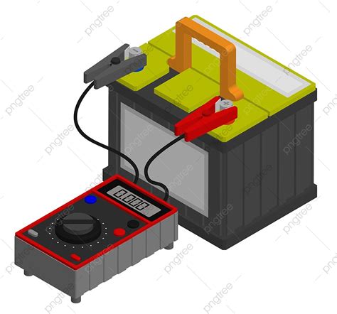 Gambar Multimeter Digital Isometrik Mengukur Tegangan Aki Mobil, Tiga, Pasokan, Terminal PNG dan ...