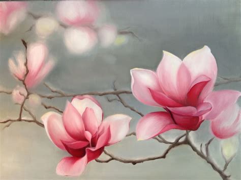 Pink magnolias oil painting by me | Floral painting, Watercolor flowers ...