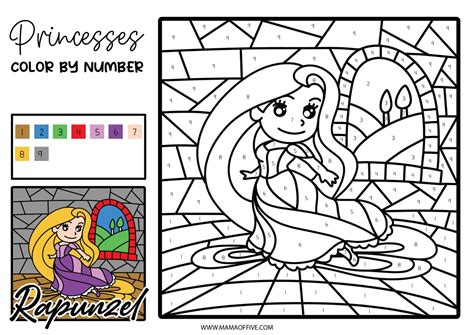 Disney Princesses Color By Number Printable Set - FREE - Mama of Five