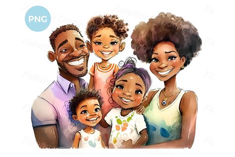 Cartoon happy family, watercolor PNG | People Illustrations ~ Creative Market