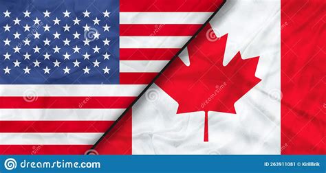 Usa and Canada Realistic Half Flags Together. High Quality Illustration ...