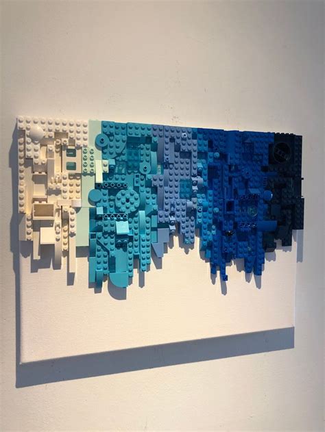 Abstract Geometric Lego Mosaic Wall Art with Rainbow Effect