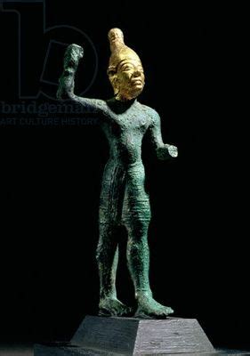 Idol of the storm god Baal, from Syria, Bronze Age (c.1350-1250 BC) (bronze and gold) Title ...