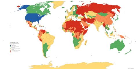 US travel advisory map, March 2023 - 9GAG