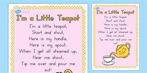 I'm a Little Teapot Nursery Rhyme Poster (teacher made)