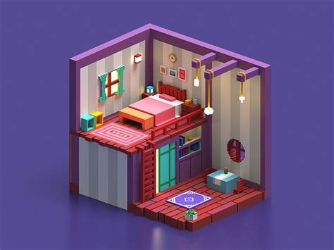 Bedroom | Isometric design, Isometric art, Design