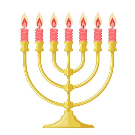 Illustration of a menorah with red candles. cartoon image of the jewish menorah. cartoon style ...