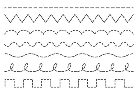 Colección de juego de trazos de línea de guión | Hojas de trabajo de ...