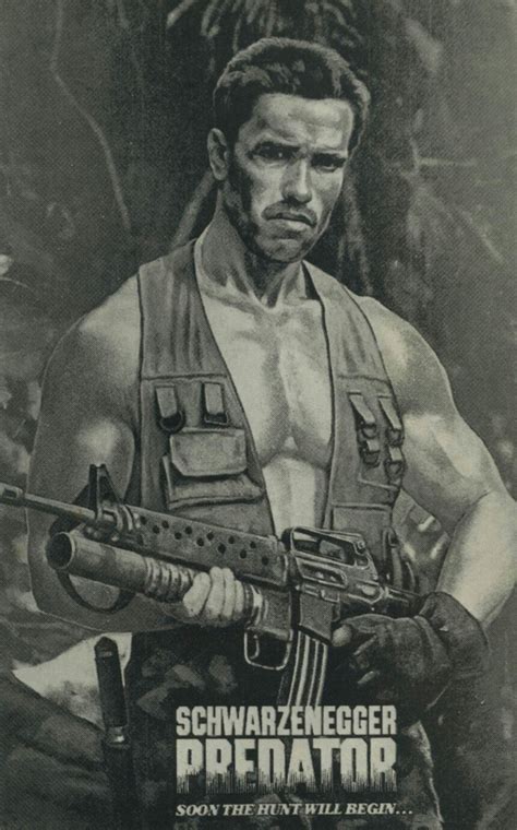 Poster «PREDATOR» (1987) Arnold Schwarzenegger (USSR black and white ...