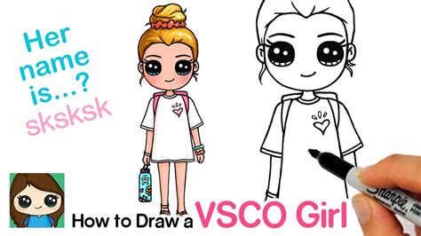 How to Draw a Tumblr VSCO Cute Girl - YouTube