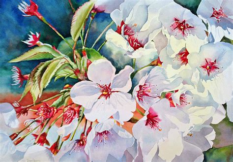 Cherry Blossoms- B Painting by Diane Fujimoto