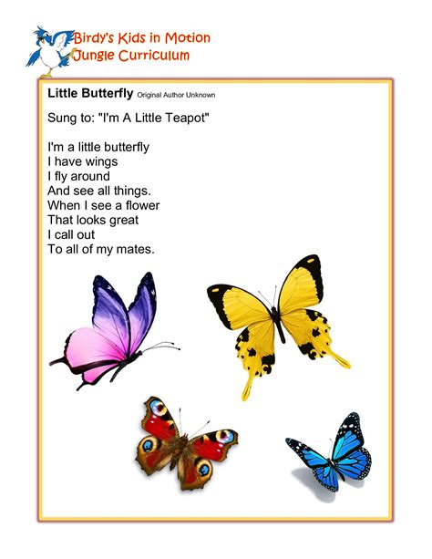 Little Butterfly Song #BirdysKids #ToddlerCreativeMovement Preschool Jungle, Butterfly Songs ...