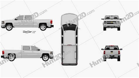 Chevrolet Silverado Crew Cab LTZ 2014 Blueprint in PNG - Download Vehicles Clip Art Images