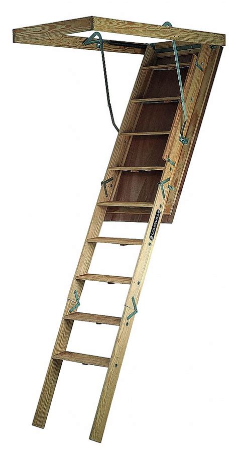 LOUISVILLE Wood Attic Ladder, 7 ft to 8 ft 9 in Ceiling Height Range ...