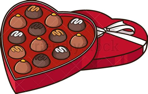 Heart-Shaped Chocolate Box Cartoon Vector Clipart - FriendlyStock