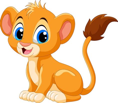 Premium Vector | Cute baby lion cartoon