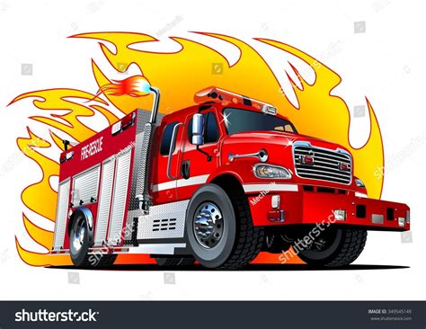 Vector cartoon firetruck. Available EPS-10 vector format separated by groups and layers for easy ...