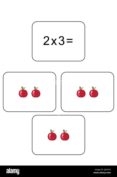 Multiplication table of 2. Maths card with an example, drawing ...