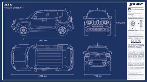 Blueprint Jeep Renegade Limited 2016 | Jeep renegade, Planta de projeto, Jeep