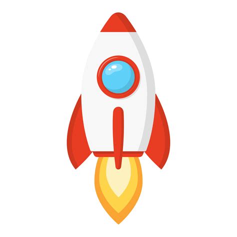 Rocket ship in a cartoon style isolated on white background. Space rocket launch. Project start ...