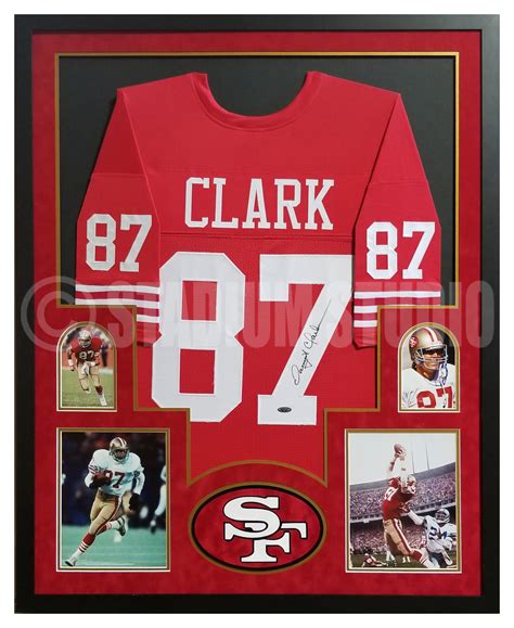 Dwight Clark Autographed Framed 49ers Red Jersey - The Stadium Studio