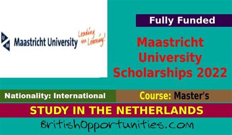 Maastricht University Scholarships 2022 In The Netherlands (Fully Funded)