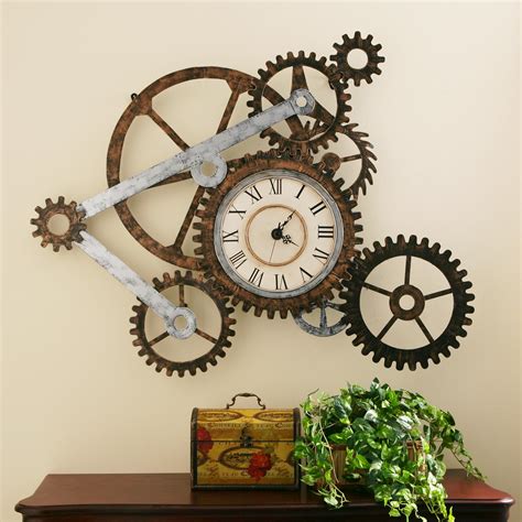 Amazon.com: Southern Enterprises Metal Gear Wall Art Clock, Hand Painted Finish with Aged ...