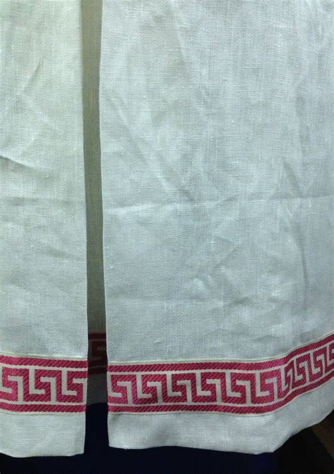 White Linen Tableskirt Pleated Table Skirt With Greek Key | Etsy