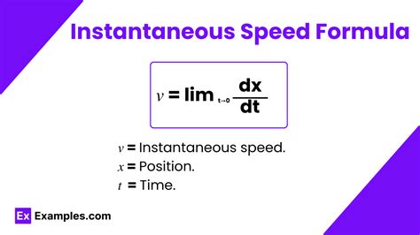 Instantaneous Speed Formula - Formula, Applications, Example Problems